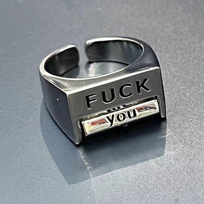 Spoof FU*K/LOVE Ring Rotatable Interactive Ring