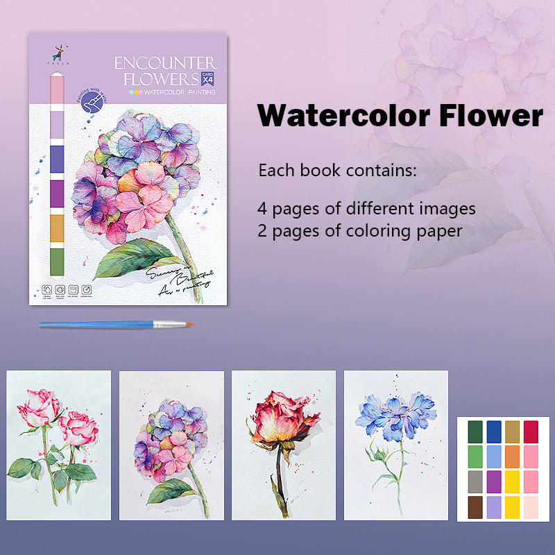 Watercolor Coloring Paper with Patterns/Pigments