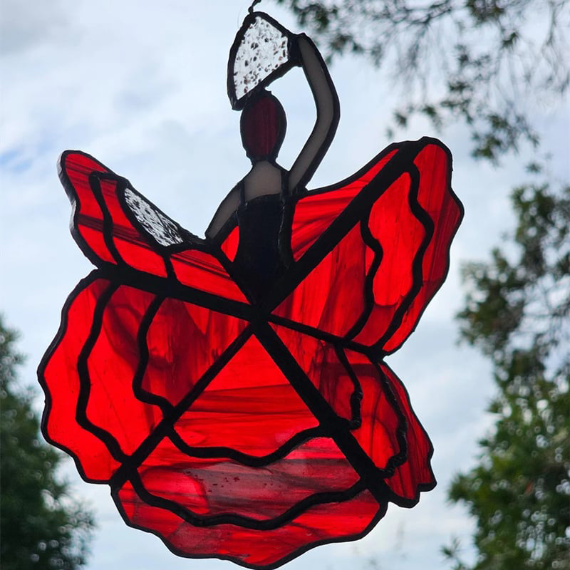 Handmade Dancing Lady Stained Glass Spinner