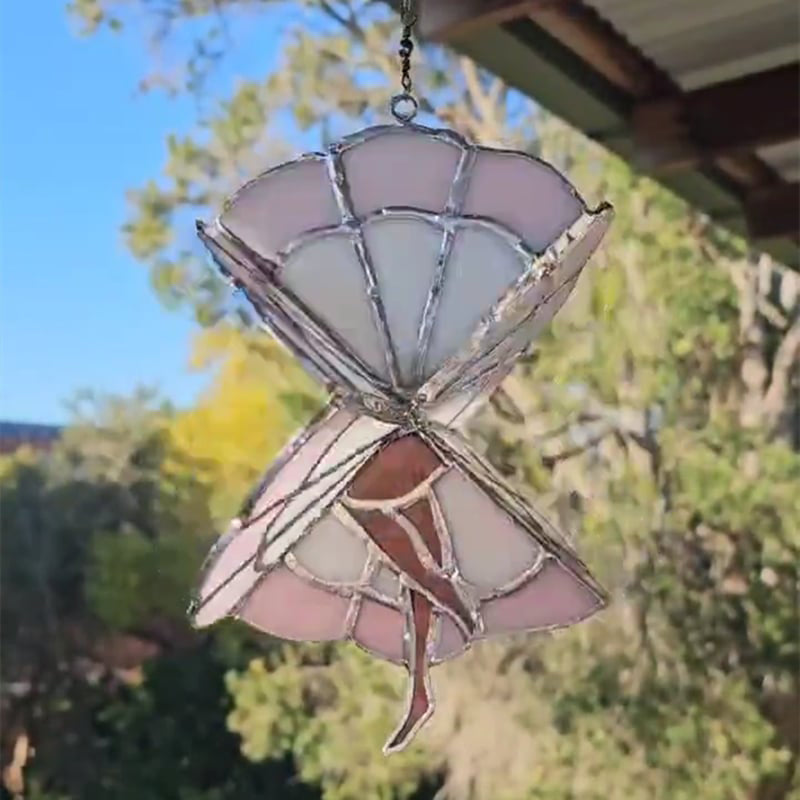 Handmade Dancing Lady Stained Glass Spinner