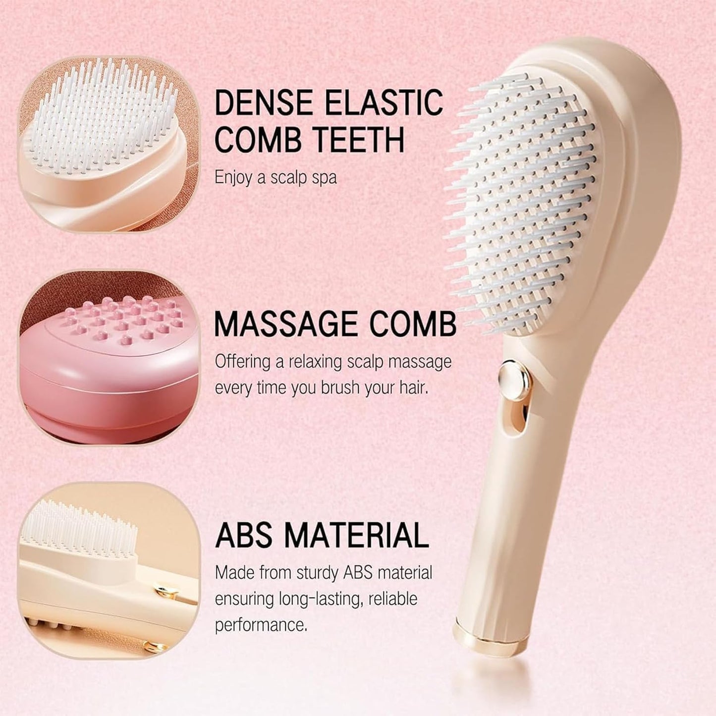 Retractable Self-Cleaning Anti-Static Scalp Massage Comb for all Hair Types