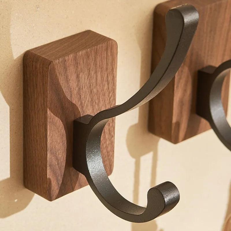 Self-adhesive Wood Hooks | Solid Wood, Walnut