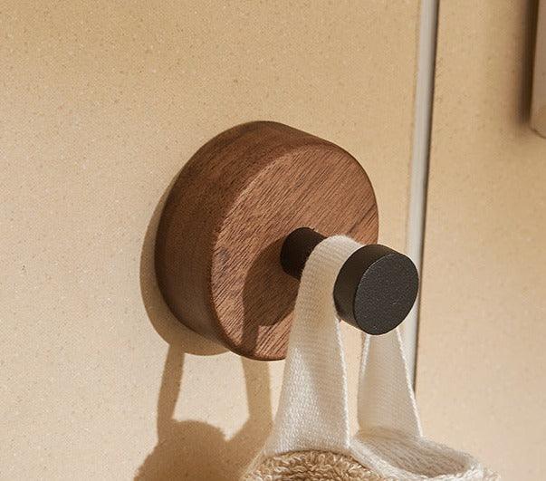 Self-adhesive Wood Hooks | Solid Wood, Walnut