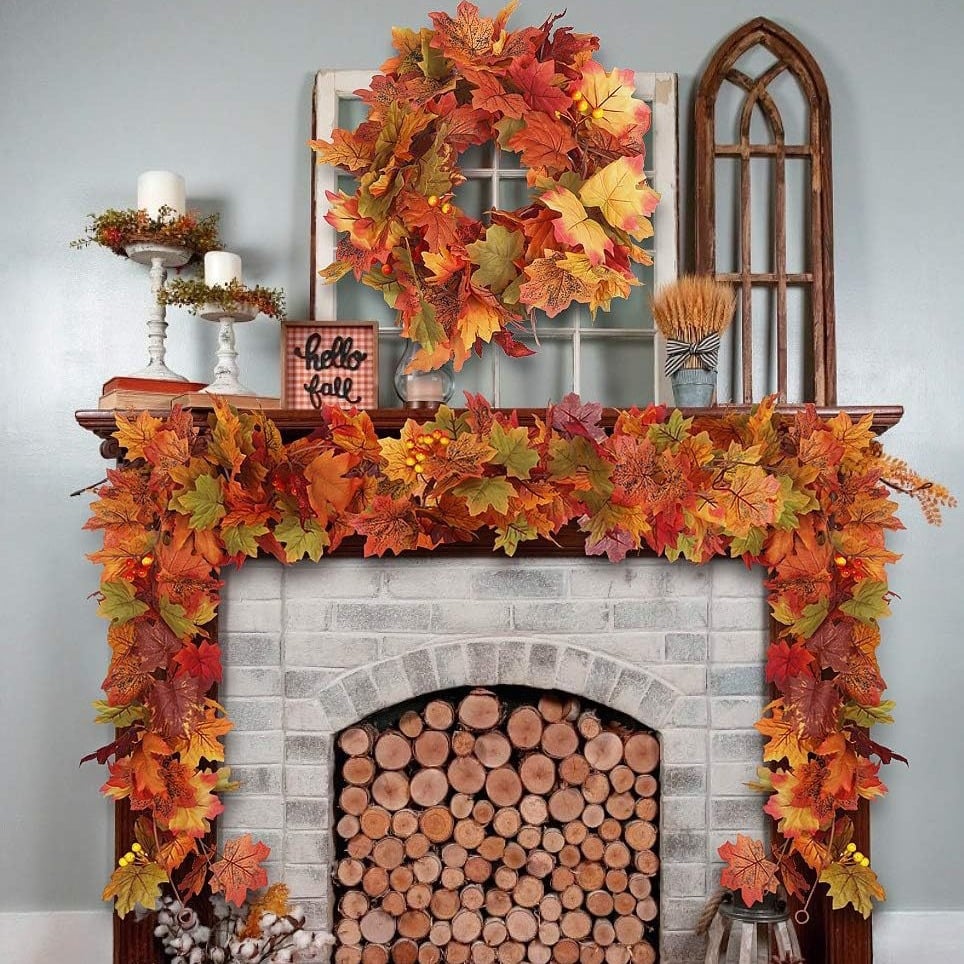 Fall Wreath with Maple Leaves