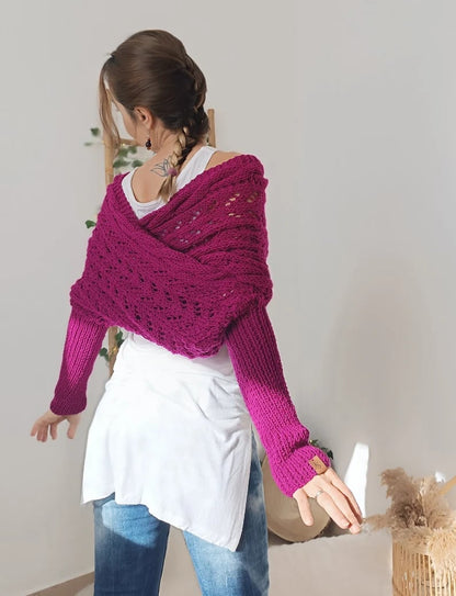 Knitted Cable Wrap, Shrugs For Women, Knitted Wrap