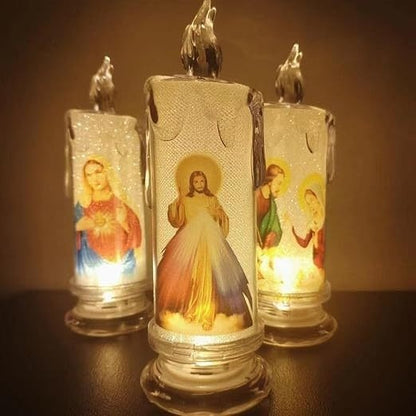 🕯️🕯️LED Prayer Flameless Candles, Jesus Saints Religious Decoration