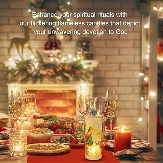 🕯️🕯️LED Prayer Flameless Candles, Jesus Saints Religious Decoration