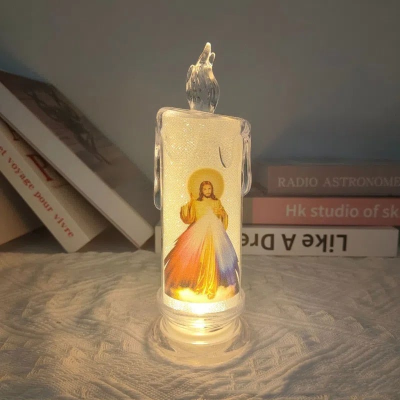 🕯️🕯️LED Prayer Flameless Candles, Jesus Saints Religious Decoration