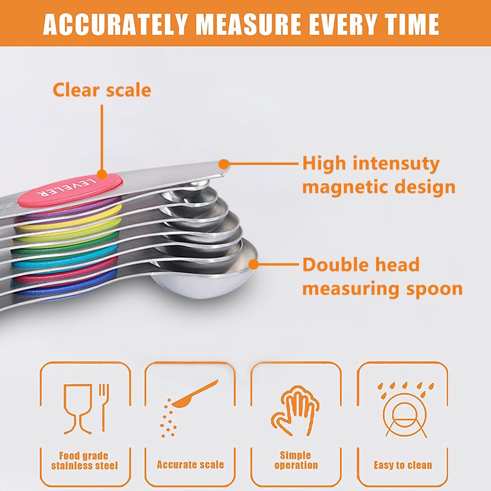 Stainless Steel Magnetic Measuring Spoons Set