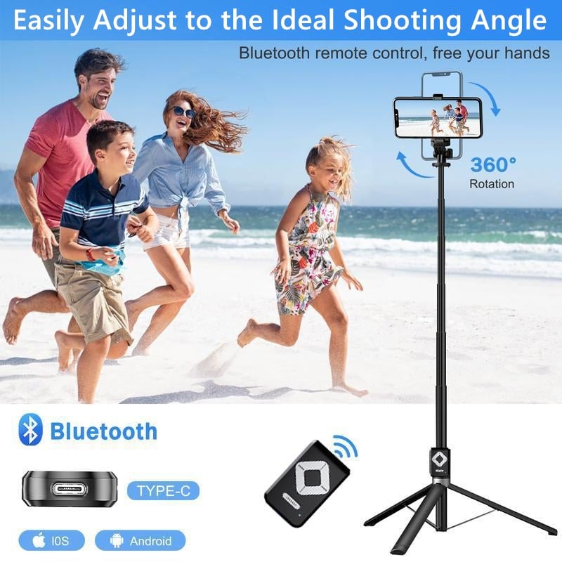 2024 Upgraded 67" Phone Extendable Tripod Wireless Bluetooth Selfie Stick