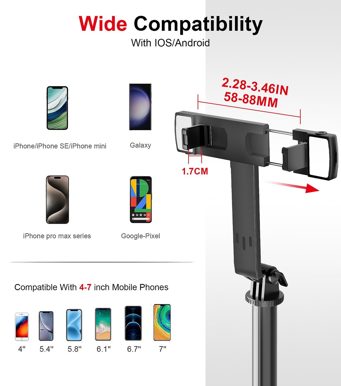 2024 Upgraded 67" Phone Extendable Tripod Wireless Bluetooth Selfie Stick