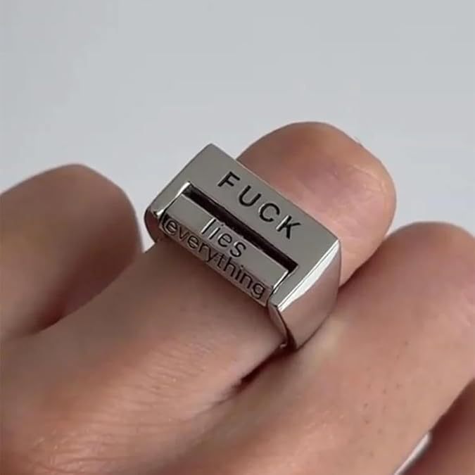 Spoof FU*K/LOVE Ring Rotatable Interactive Ring