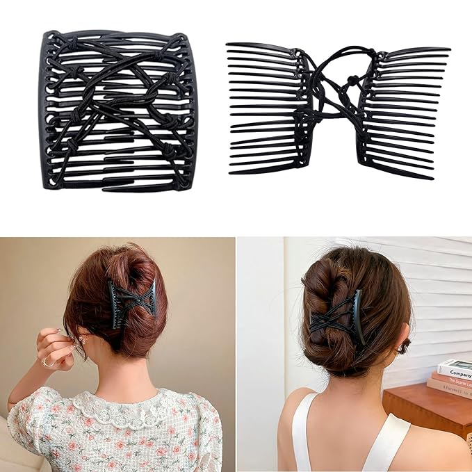 Stretch Double Comb Adjustable Elastic Hair Clip