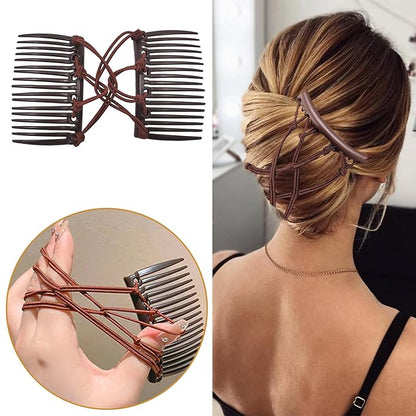 Stretch Double Comb Adjustable Elastic Hair Clip