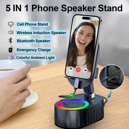 5In1 Wireless Induction Audio Bluetooth Speaker Phone Holder