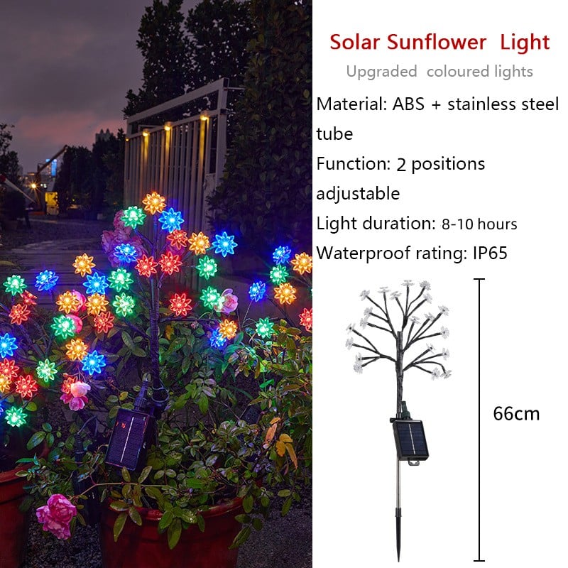 Outdoor Waterproof Cherry Blossom Multicolor Solar Garden Lights