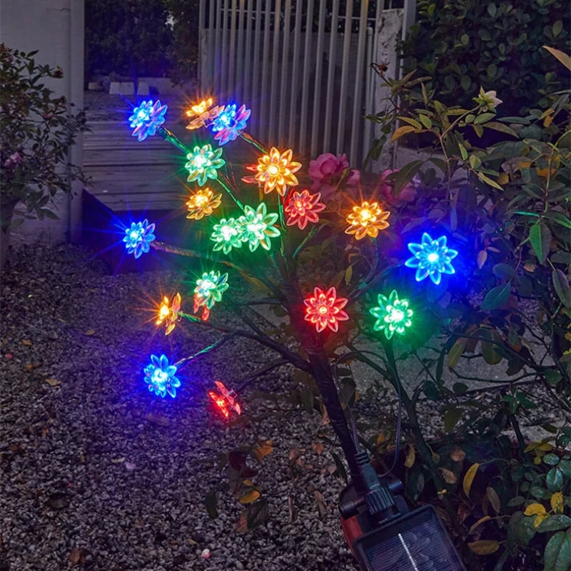 Outdoor Waterproof Cherry Blossom Multicolor Solar Garden Lights