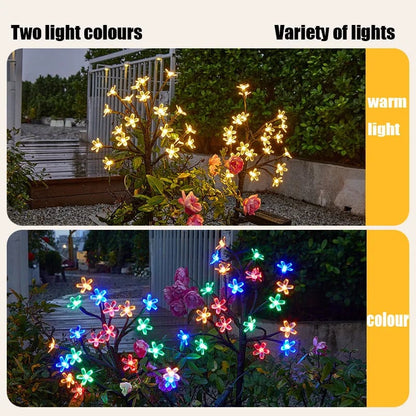 Outdoor Waterproof Cherry Blossom Multicolor Solar Garden Lights