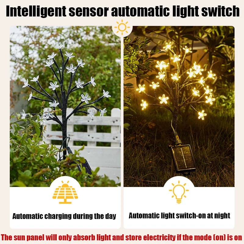 Outdoor Waterproof Cherry Blossom Multicolor Solar Garden Lights