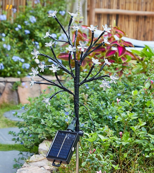 Outdoor Waterproof Cherry Blossom Multicolor Solar Garden Lights