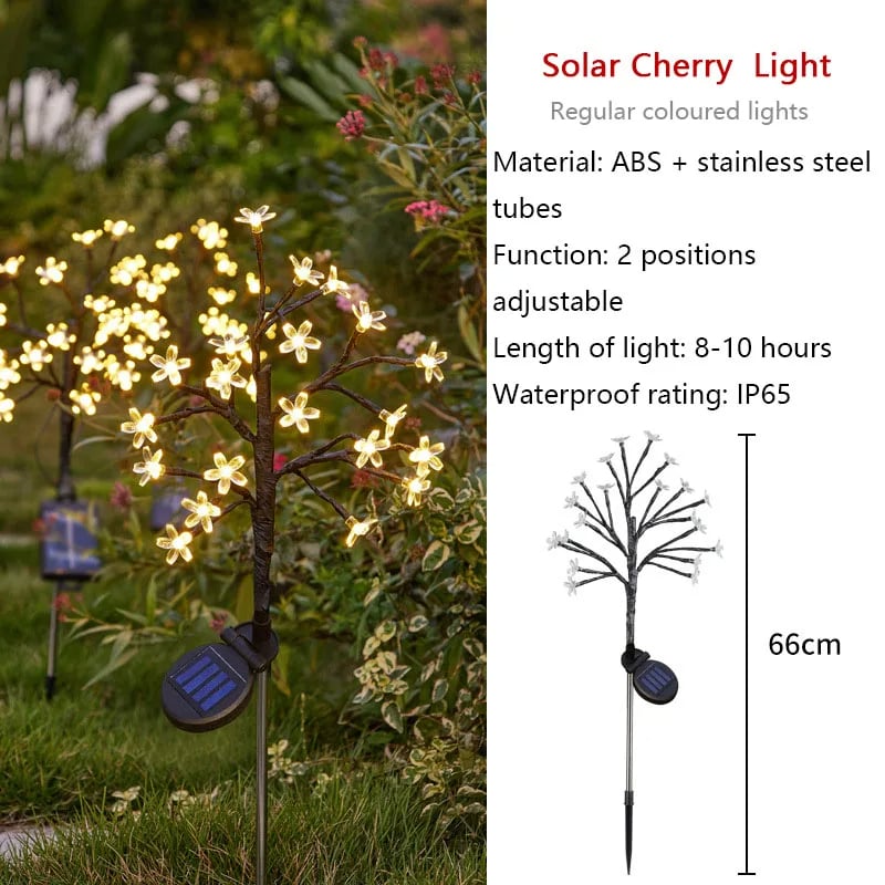 Outdoor Waterproof Cherry Blossom Multicolor Solar Garden Lights