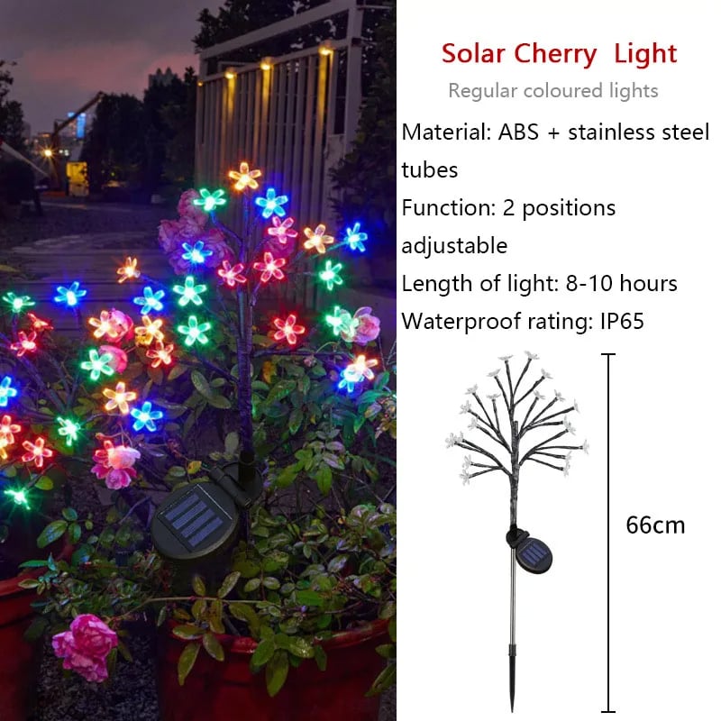 Outdoor Waterproof Cherry Blossom Multicolor Solar Garden Lights