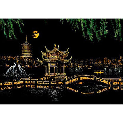 Handcrafted Nightscape Scratch Board