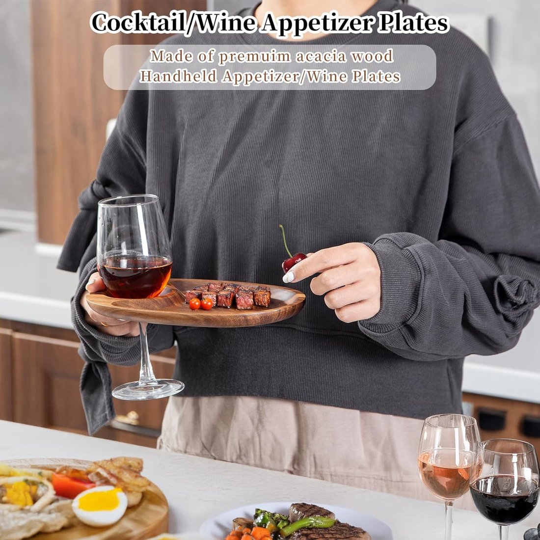 Wine Appetizer Plates with Glass Holder