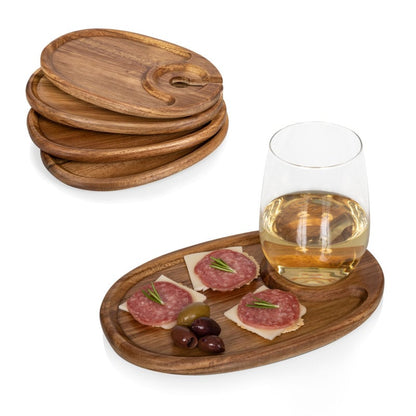 Wine Appetizer Plates with Glass Holder