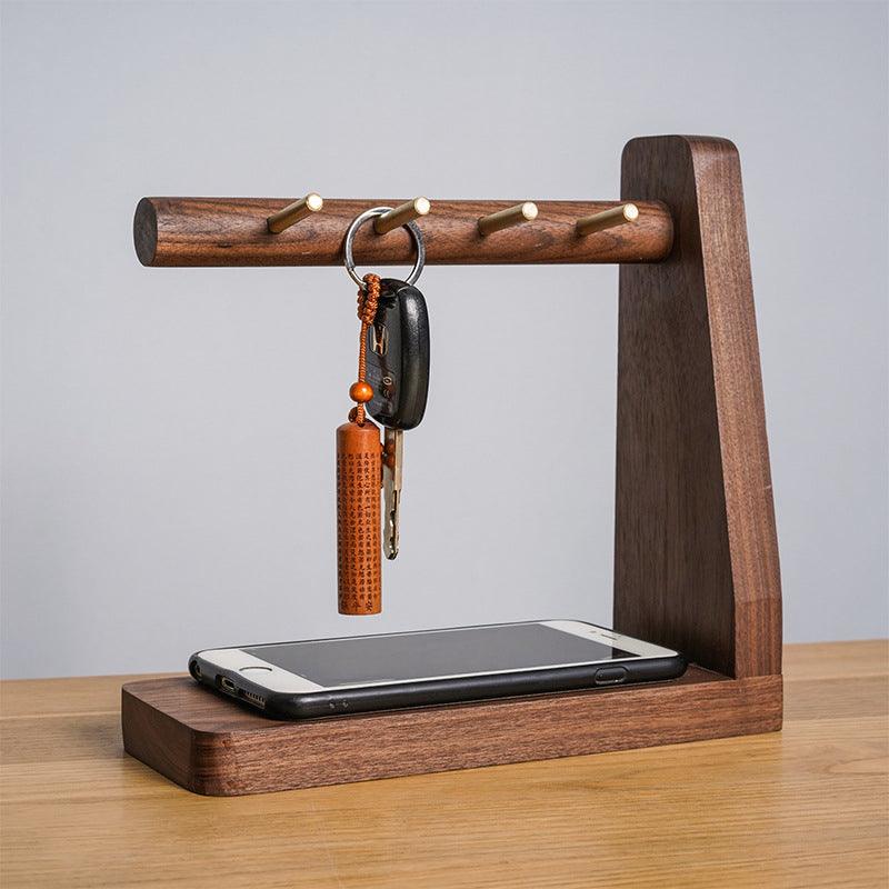 Key Holder with Brass Hooks | Handmade, Black Walnut Wood