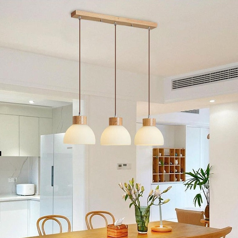 Minimalistic Japanese Pendant Light | Wood & Glass