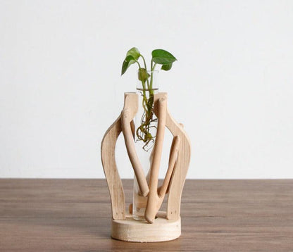 Unique Wood Vase | Hydroponic Decoration