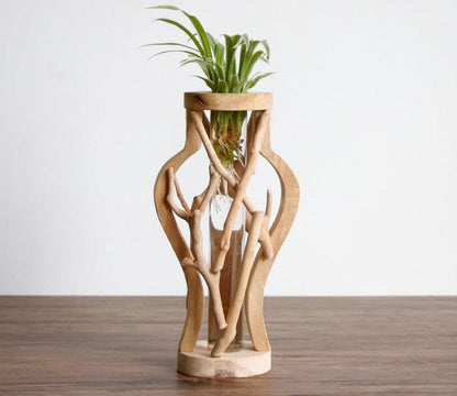 Unique Wood Vase | Hydroponic Decoration