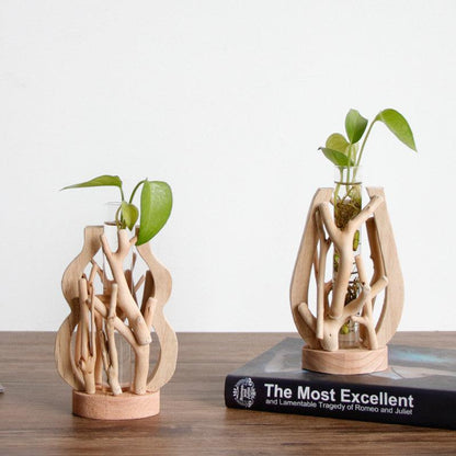 Unique Wood Vase | Hydroponic Decoration