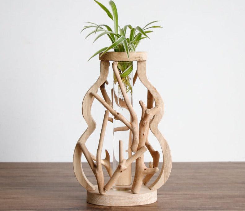 Unique Wood Vase | Hydroponic Decoration